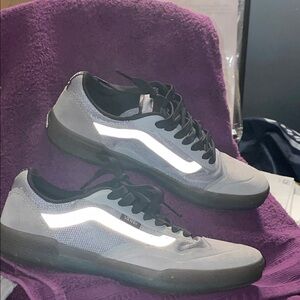 Vans Men's Reflective Gray and Black Sneakers